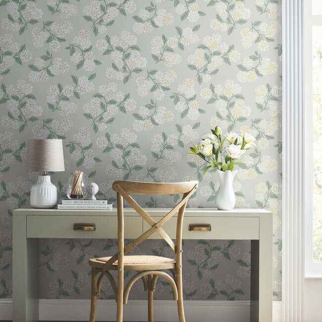 Hydrangea Beige Wallpaper - York Wallcoverings - RP7394 - York Wallcoverings Wallpaper