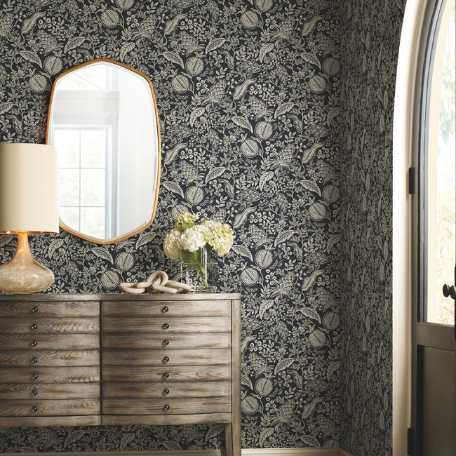 pomegranate-wallpaper-black-linen-york-wallcoverings-rp7389