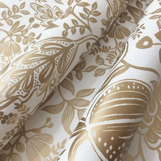 pomegranate-wallpaper-white-metallic-gold-york-wallcoverings-rp7391 - York Wallcoverings Wallpaper