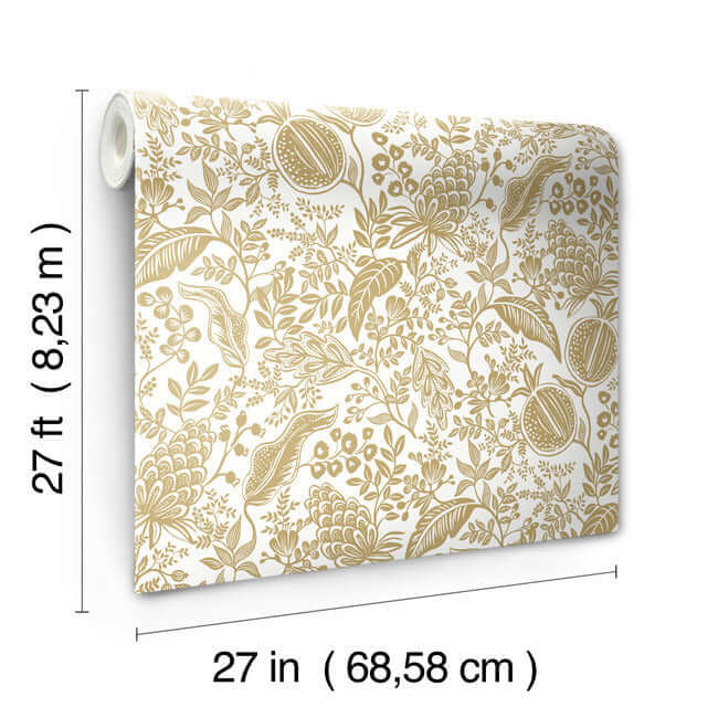 pomegranate-wallpaper-white-metallic-gold-york-wallcoverings-rp7391 - York Wallcoverings Wallpaper