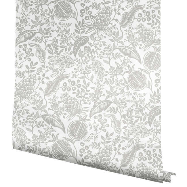 pomegranate-wallpaper-white-metallic-silver-york-wallcoverings-rp7387 - York Wallcoverings Wallpaper