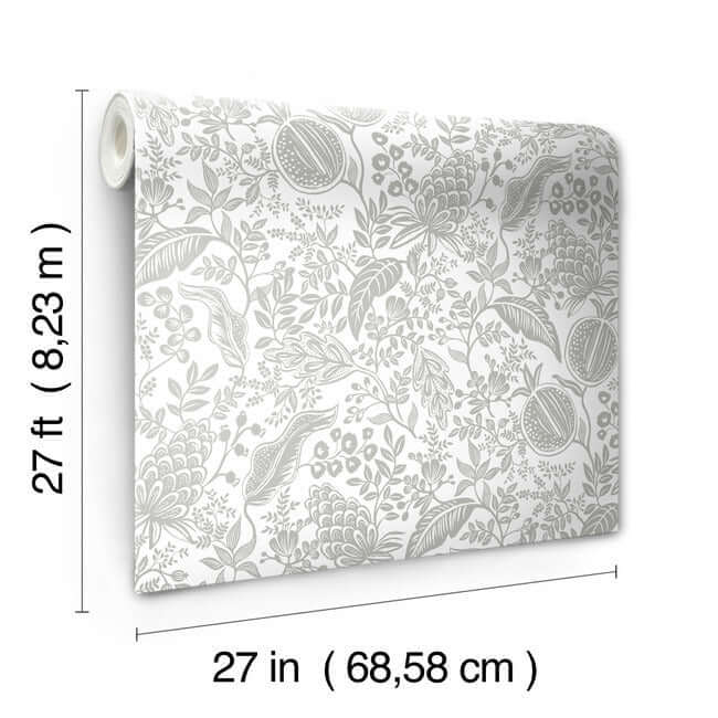 pomegranate-wallpaper-white-metallic-silver-york-wallcoverings-rp7387 - York Wallcoverings Wallpaper