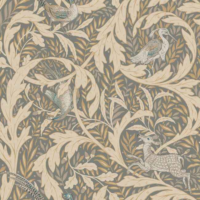 Woodland Tapestry Neutral Metallic Wallpaper - York Wallcoverings - AC9123 - York Wallcoverings Wallpaper