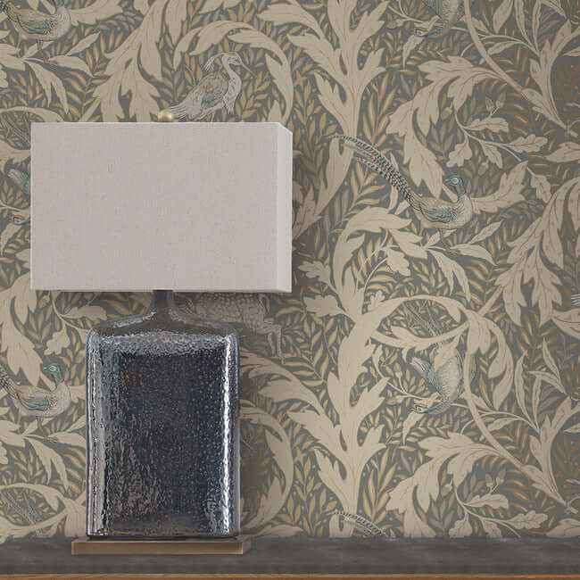 Woodland Tapestry Neutral Metallic Wallpaper - York Wallcoverings - AC9123 - York Wallcoverings Wallpaper