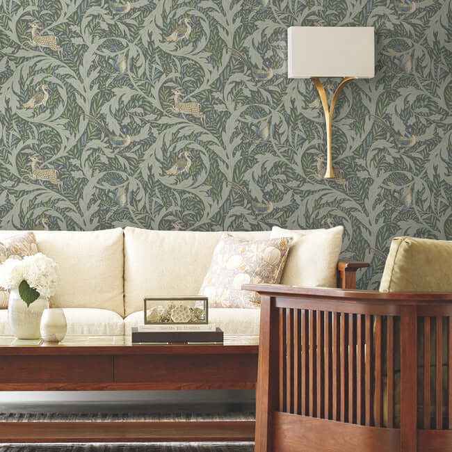 Woodland Tapestry Sage Wallpaper - York Wallcoverings - AC9124 - York Wallcoverings Wallpaper