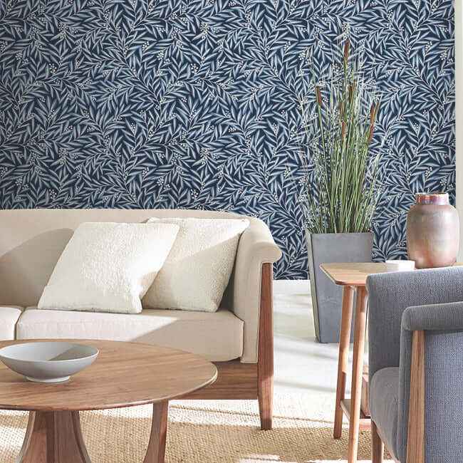 Rowan Navy Wallpaper - York Wallcoverings - AC9133 - York Wallcoverings Wallpaper