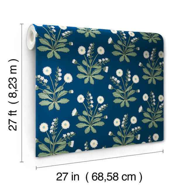 Meadow Flowers Navy & White Wallpaper - York Wallcoverings - AC9151 - York Wallcoverings Wallpaper