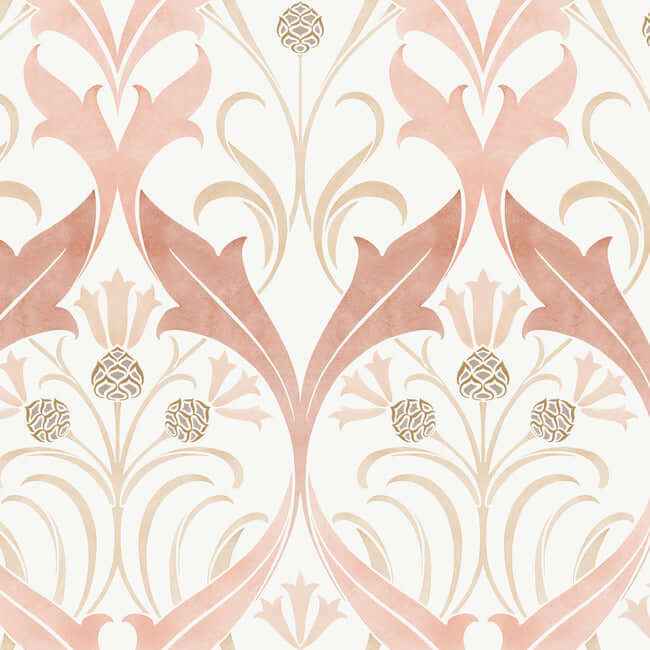 Pine Cone Ribbon Blush Wallpaper - York Wallcoverings - AC9175 - York Wallcoverings Wallpaper