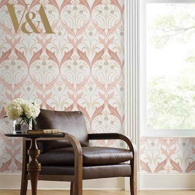 Pine Cone Ribbon Blush Wallpaper - York Wallcoverings - AC9175 - York Wallcoverings Wallpaper