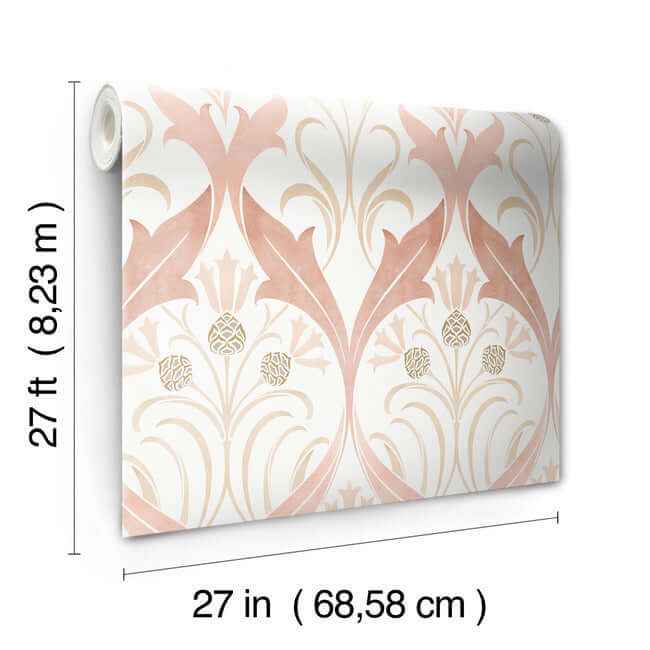 Pine Cone Ribbon Blush Wallpaper - York Wallcoverings - AC9175 - York Wallcoverings Wallpaper