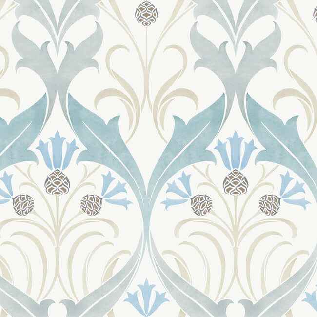Pine Cone Ribbon Teal Wallpaper - York Wallcoverings - AC9171 - York Wallcoverings Wallpaper