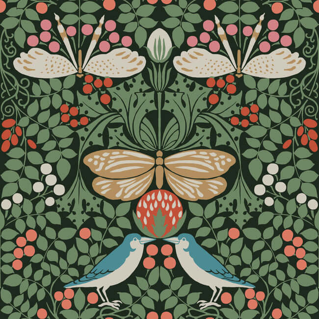 butterfly-garden-green-metallic-wallpaper-york-wallcoverings-ac9161 - York Wallcoverings Wallpaper