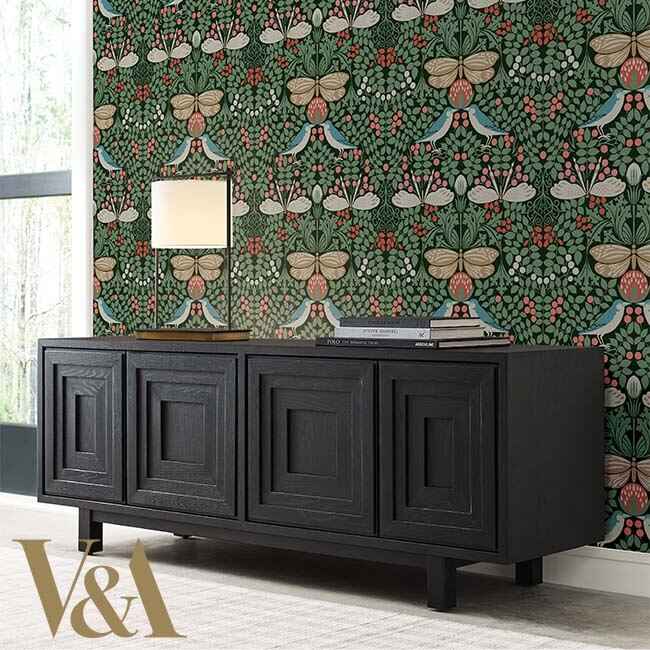 Butterfly Garden Green Metallic Wallpaper - York Wallcoverings - AC9161 - York Wallcoverings Wallpaper