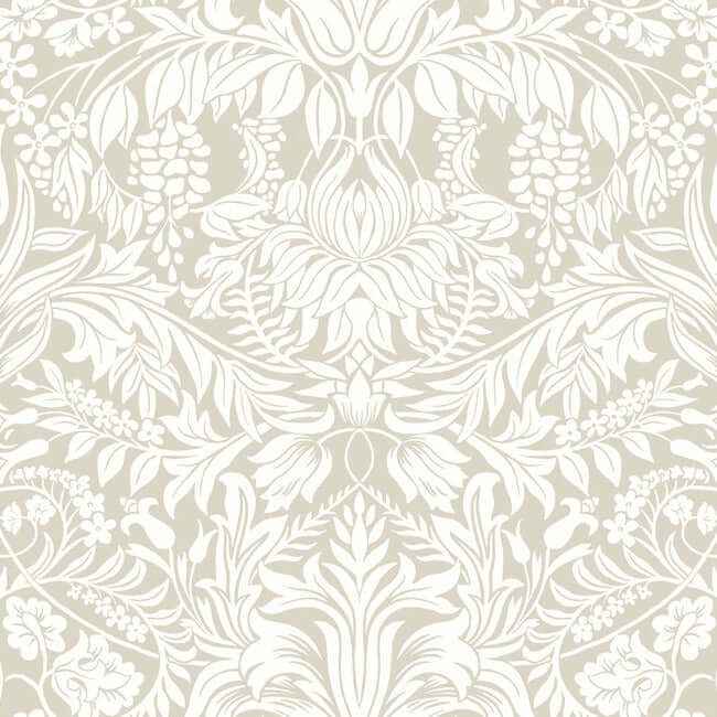 Lockwood Damask Beige Wallpaper - York Wallcoverings - AC9194 - York Wallcoverings Wallpaper