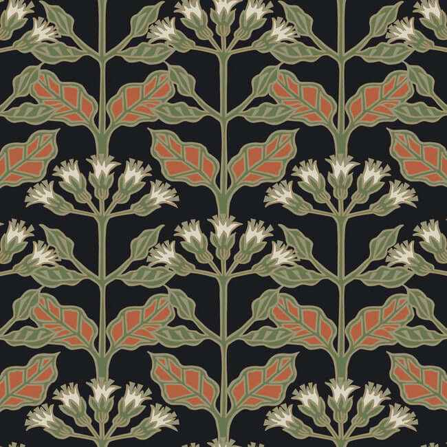 Tracery Blooms Black Metallic Wallpaper - York Wallcoverings - AC9113 - York Wallcoverings Wallpaper