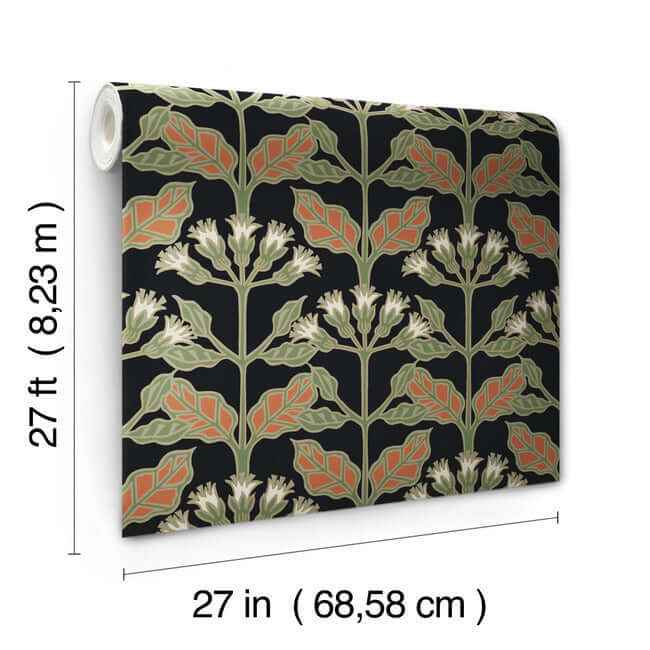 Tracery Blooms Black Metallic Wallpaper - York Wallcoverings - AC9113 - York Wallcoverings Wallpaper