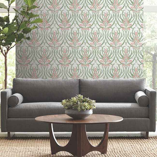 Calluna White & Berry Metallic Wallpaper - York Wallcoverings - AC9141 - York Wallcoverings Wallpaper
