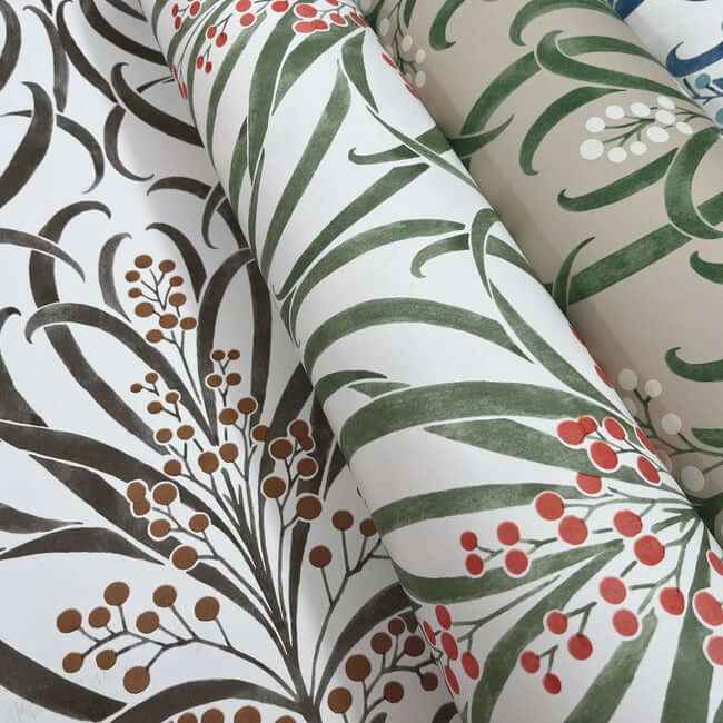 Calluna White & Berry Metallic Wallpaper - York Wallcoverings - AC9141 - York Wallcoverings Wallpaper