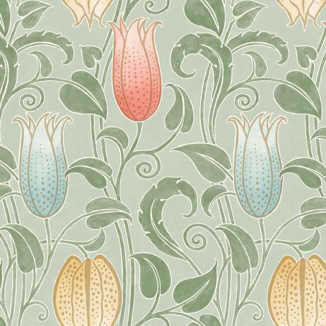 Canterbury Bells Sage Wallpaper - York Wallcoverings - AC9202 - York Wallcoverings Wallpaper