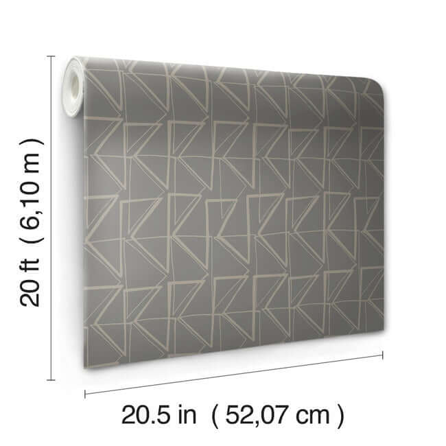 love-triangles-premium-peel-stick-wallpaper-charcoalglint-metallic-york-wallcoverings-psw1254rl - York Wallcoverings Wallpaper