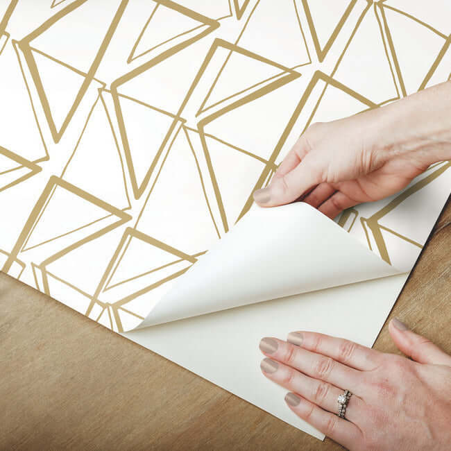 love-triangles-gold-metallic-peel-stick-wallpaper-york-wallcoverings-psw1255rl - York Wallcoverings Wallpaper