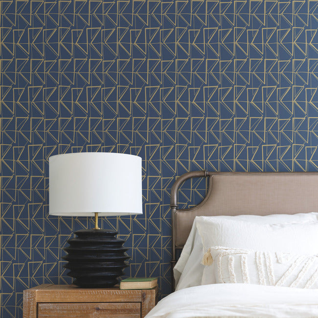 love-triangles-premium-peel-stick-wallpaper-navy-gold-metallic-york-wallcoverings-psw1256rl