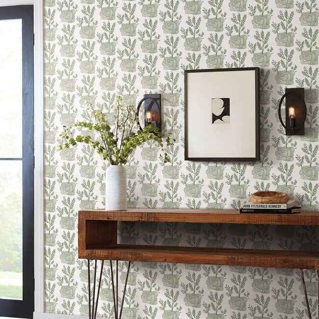 Seedlings Green Peel & Stick Wallpaper - York Wallcoverings - PSW1226RL - York Wallcoverings Wallpaper