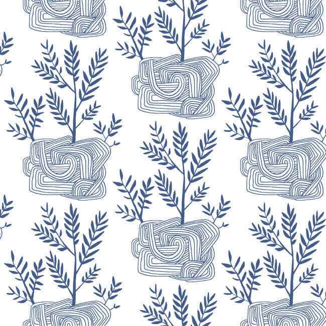 Seedlings Blue Peel & Stick Wallpaper - York Wallcoverings - PSW1228RL - York Wallcoverings Wallpaper