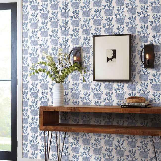 Seedlings Blue Peel & Stick Wallpaper - York Wallcoverings - PSW1228RL - York Wallcoverings Wallpaper