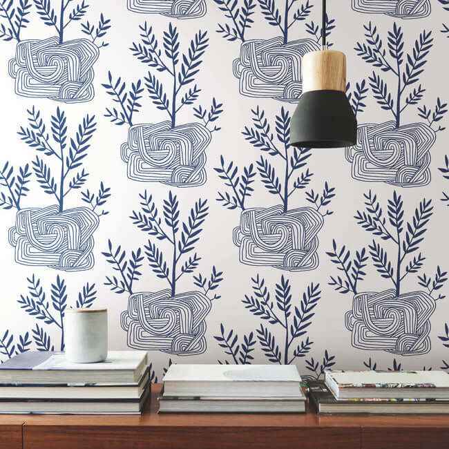 Seedlings Blue Peel & Stick Wallpaper - York Wallcoverings - PSW1228RL - York Wallcoverings Wallpaper