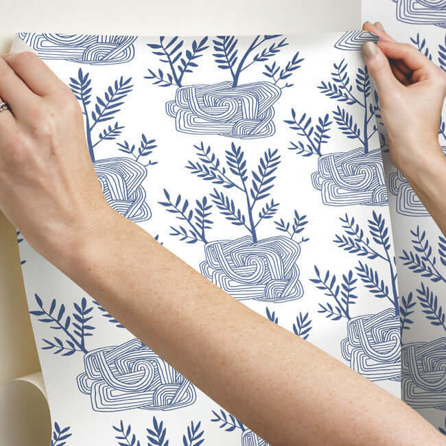 seedlings-blue-peel-stick-wallpaper-york-wallcoverings-psw1228rl - York Wallcoverings Wallpaper