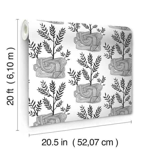 Seedlings Black Peel & Stick Wallpaper - York Wallcoverings - PSW1229RL - York Wallcoverings Wallpaper