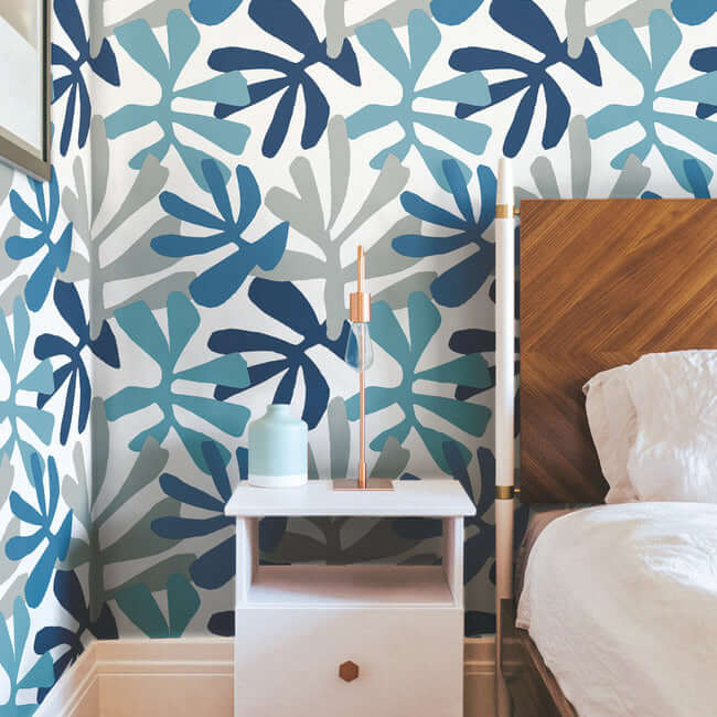 kinetic-tropical-blue-grey-peel-stick-wallpaper-york-wallcoverings-psw1242rl - York Wallcoverings Wallpaper