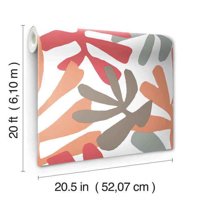 Kinetic Tropical Coral & Beige Peel & Stick Wallpaper - York Wallcoverings - PSW1240RL - York Wallcoverings Wallpaper