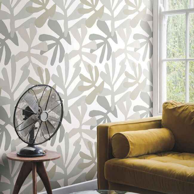 Kinetic Tropical Grey & Beige Peel & Stick Wallpaper - York Wallcoverings - PSW1244RL - York Wallcoverings Wallpaper
