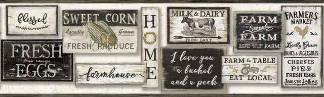 Farm to Table Black Border - York Wallcoverings - LG1360BD