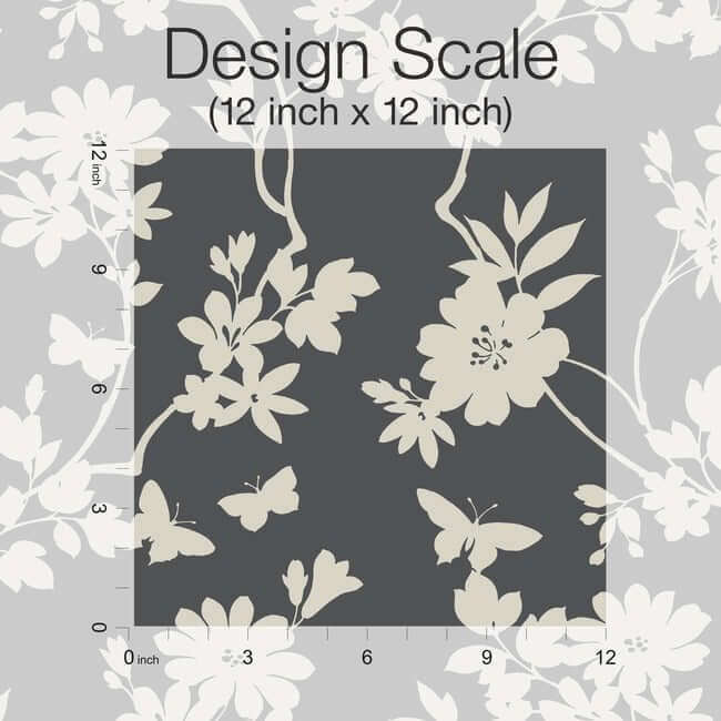 flutter-vine-grey-wallpaper-york-wallcoverings-dt5025 - York Wallcoverings Wallpaper