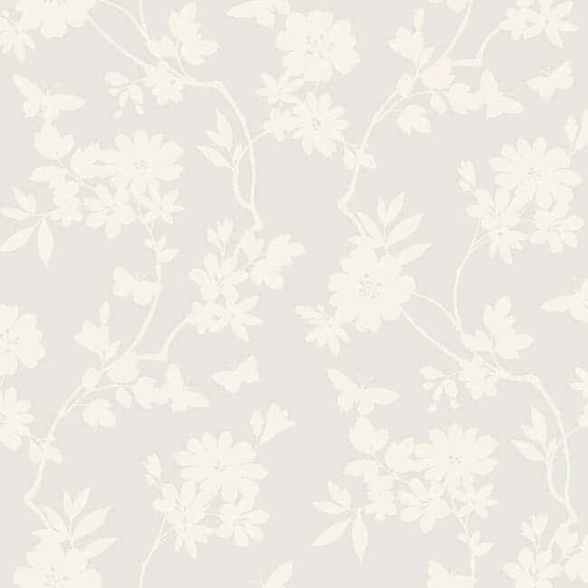 Flutter Vine White Wallpaper - York Wallcoverings - DT5024