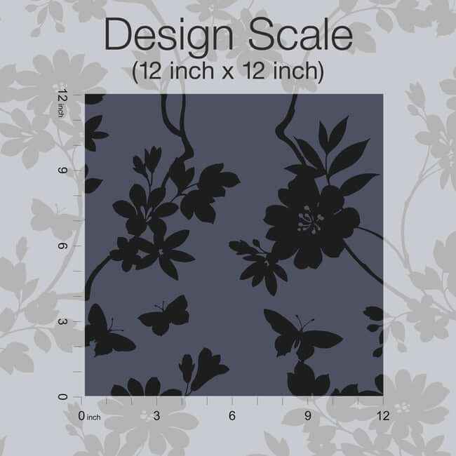 Flutter Vine Blue & Black Wallpaper - York Wallcoverings - DT5021 - York Wallcoverings Wallpaper