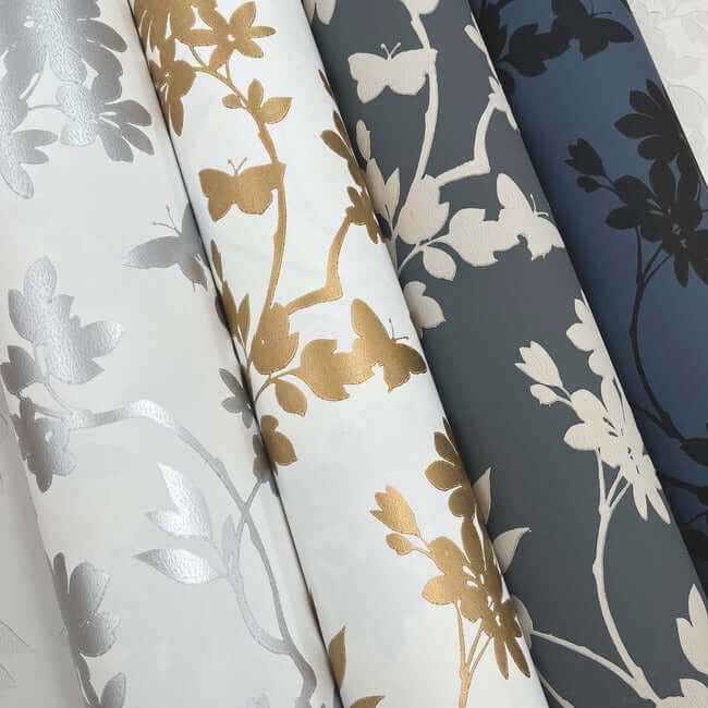 Flutter Vine White & Silver Wallpaper - York Wallcoverings - DT5023 - York Wallcoverings Wallpaper