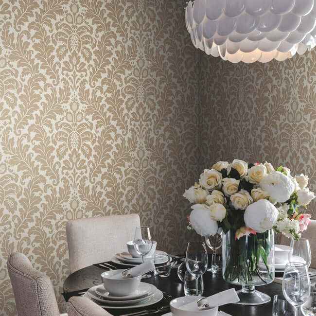 Modern Romance Gold Metallic Wallpaper - York Wallcoverings - DT5045 - York Wallcoverings Wallpaper