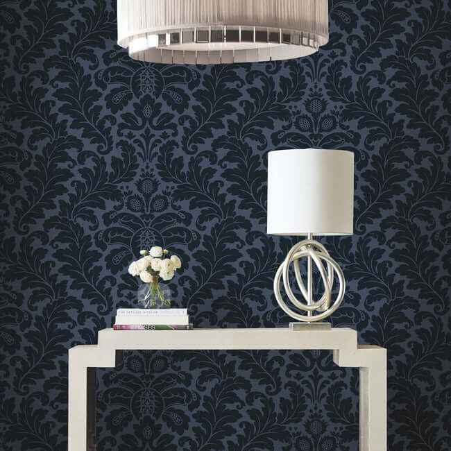 Modern Romance Navy Wallpaper - York Wallcoverings - DT5042 - York Wallcoverings Wallpaper