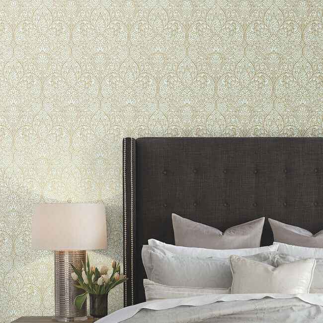 Paradise Blue Metallic Wallpaper - York Wallcoverings - CD4008 - York Wallcoverings Wallpaper