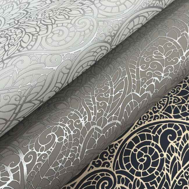 Paradise Navy & Gold Wallpaper - York Wallcoverings - DT5013