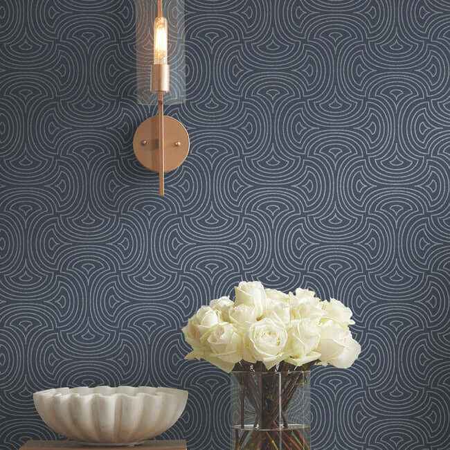 Hourglass Navy Wallpaper - York Wallcoverings - DT5143 - York Wallcoverings Wallpaper