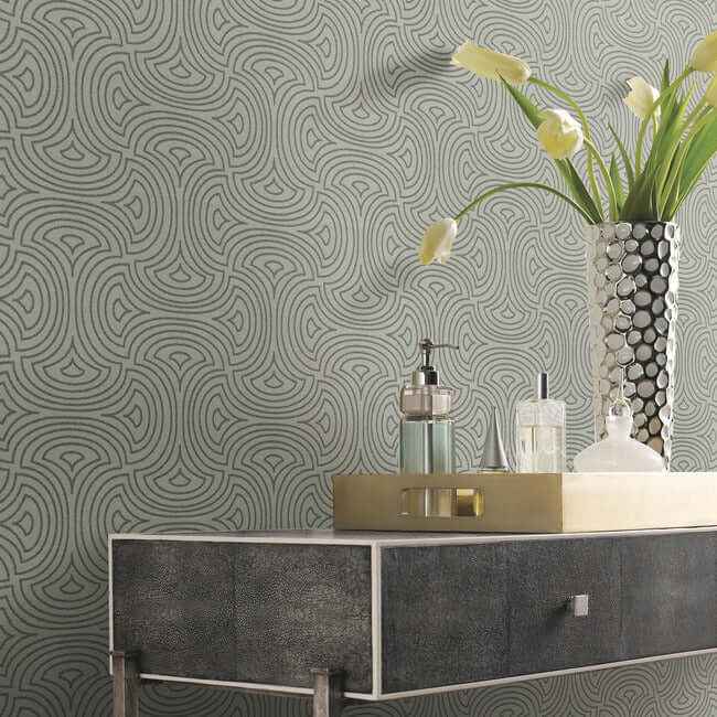 Hourglass Silver Wallpaper - York Wallcoverings - DT5144 - York Wallcoverings Wallpaper