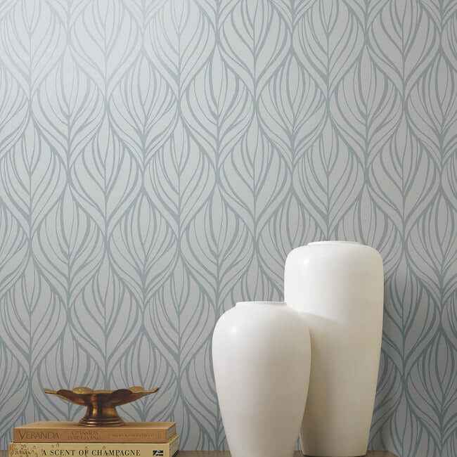 Palma Blue & Silver Wallpaper - York Wallcoverings - DT5083 - York Wallcoverings Wallpaper