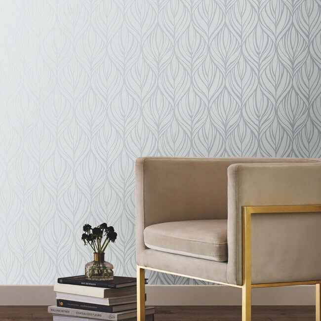 Palma Blue & Silver Wallpaper - York Wallcoverings - DT5083 - York Wallcoverings Wallpaper