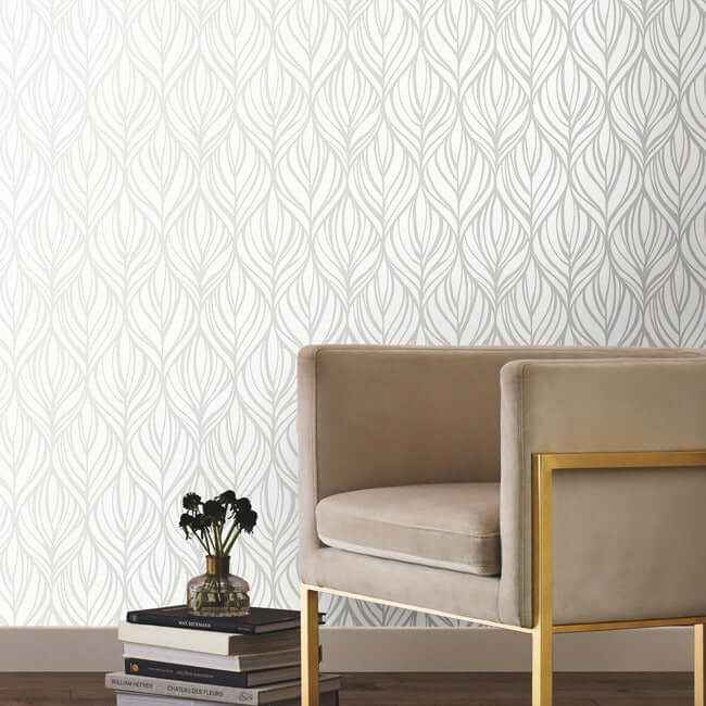 Palma White & Silver Wallpaper - York Wallcoverings - DT5084 - York Wallcoverings Wallpaper