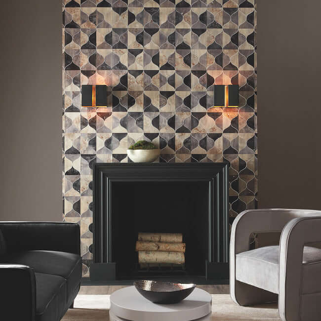 burlwood-ogee-black-taupe-wallpaper-york-wallcoverings-dt5001 - York Wallcoverings Wallpaper